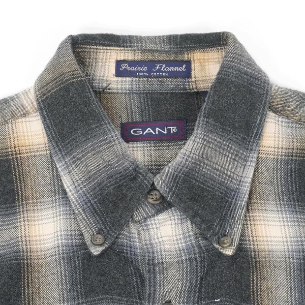 画像2: 90's GANT フランネル ボタンダウンシャツ "Navy Ombre Plaid" (2)
