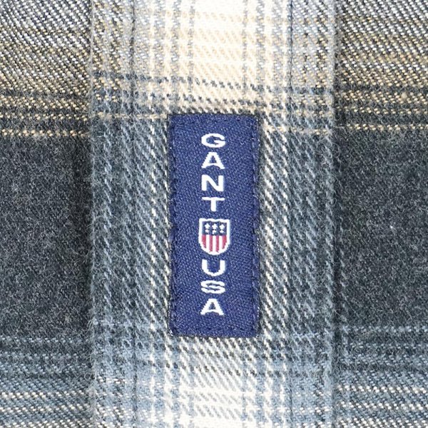 画像3: 90's GANT フランネル ボタンダウンシャツ "Navy Ombre Plaid" (3)