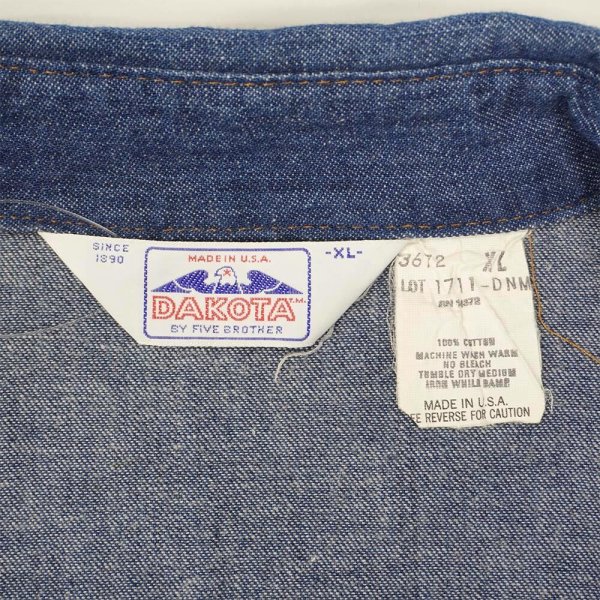 画像2: 80's DAKOTA By FIVE BROTHER デニムウエスタンシャツ "MADE IN USA" (2)