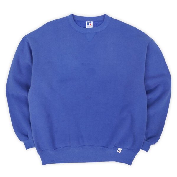 画像1: 90's RUSSELL 前V ブランクスウェット "MADE IN USA / BLUE" (1)