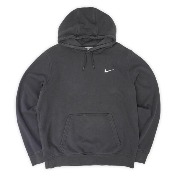 画像1: 00's NIKE スウォッシュロゴ刺繍 スウェットパーカー "FADE BLACK" (1)