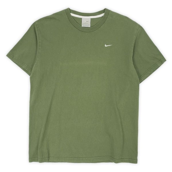 画像1: 00's NIKE スウォッシュロゴ刺繍 Tシャツ "OLIVE" (1)