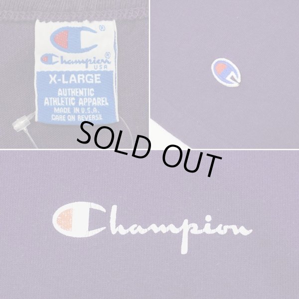 画像2: 90's Champion スクリプトロゴTシャツ "PURPLE / MADE IN USA" (2)