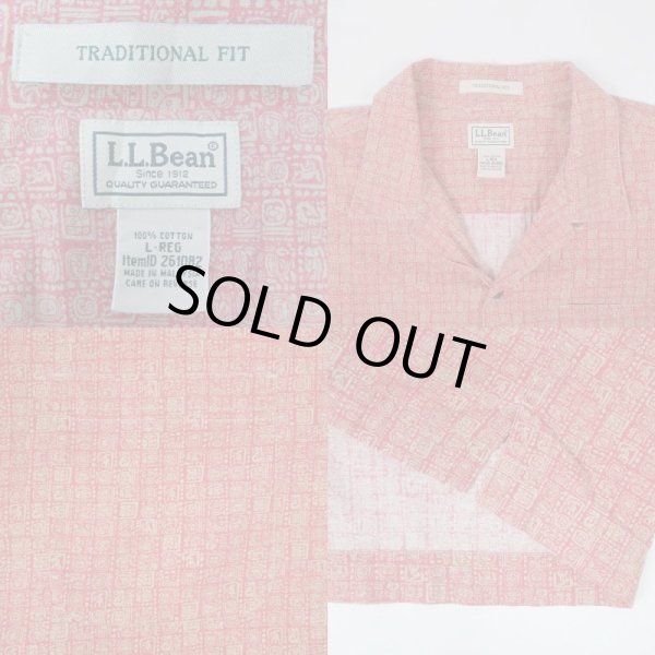画像3: 00's L.L.Bean 総柄 オープンカラーシャツ "RED" (3)