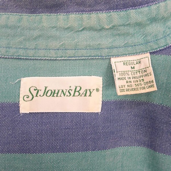 画像2: 90's ST JOHN'S BAY ストライプ柄 シャンブレーボタンダウンシャツ (2)