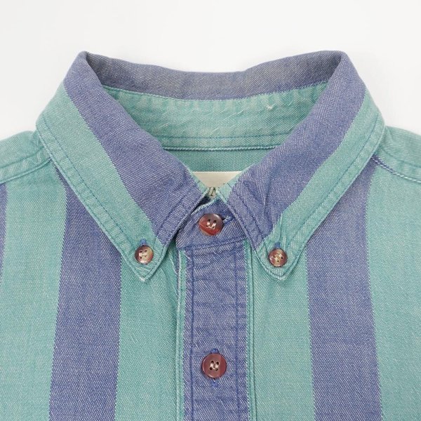 画像3: 90's ST JOHN'S BAY ストライプ柄 シャンブレーボタンダウンシャツ (3)