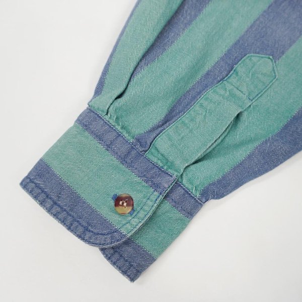 画像4: 90's ST JOHN'S BAY ストライプ柄 シャンブレーボタンダウンシャツ (4)