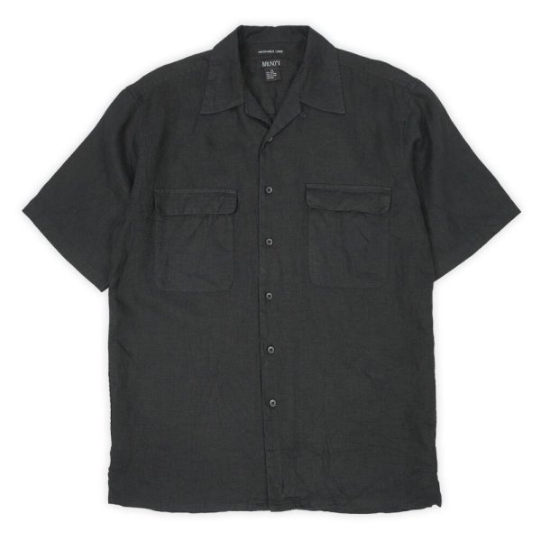 画像1: 00's BRUNO S/S オープンカラー リネンシャツ "BLACK" (1)