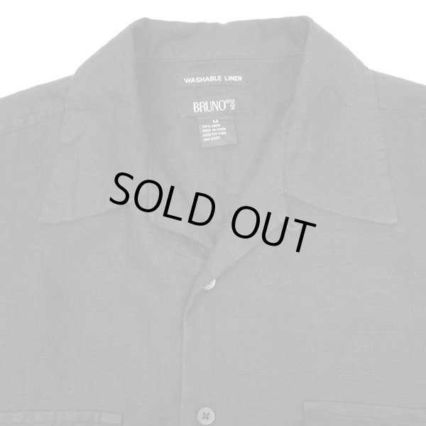 画像3: 00's BRUNO S/S オープンカラー リネンシャツ "BLACK" (3)