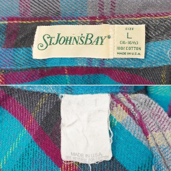 画像2: 80's ST JOHN'S BAY ヘビーネルシャツ "MADE IN USA / FIVE BROTHER OEM" (2)