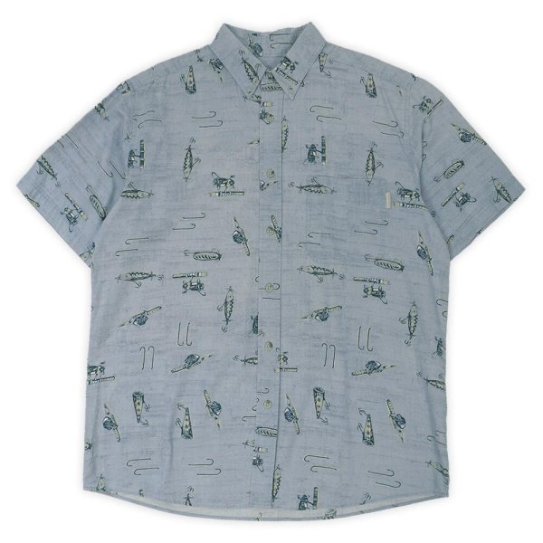 画像1: 00's Woolrich S/S 総柄 ボタンダウンシャツ (1)