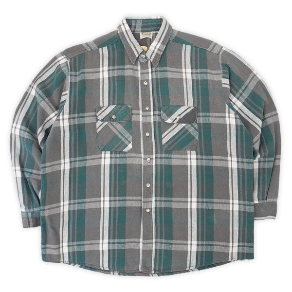 画像1: 90's FIVE BROTHER ヘビーネルシャツ "Green Plaid" (1)