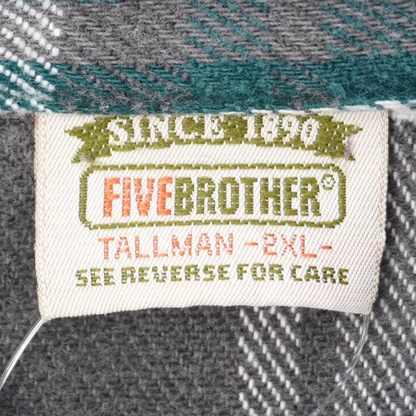 画像2: 90's FIVE BROTHER ヘビーネルシャツ "Green Plaid" (2)