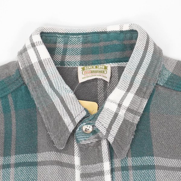 画像3: 90's FIVE BROTHER ヘビーネルシャツ "Green Plaid" (3)