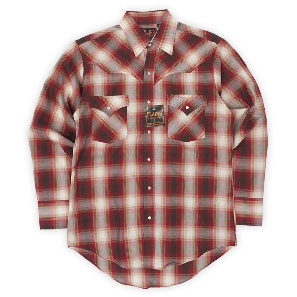 画像1: 90's PLAINS ウエスタンシャツ "Red Ombre Plaid / DEADSTOCK" (1)