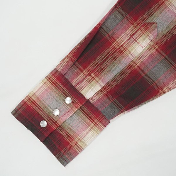 画像4: 90's PLAINS ウエスタンシャツ "Red Ombre Plaid / DEADSTOCK" (4)
