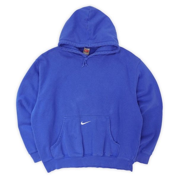 画像1: 90-00's NIKE センタースウォッシュロゴ スウェットパーカー "FADE BLUE" (1)