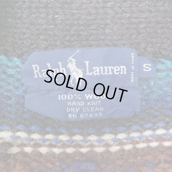 画像3: 90's Polo Ralph Lauren ネイティブ柄 ニットガウン “BLACK BASE / HAND KNIT” (3)