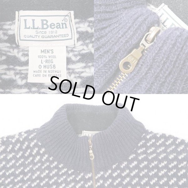 画像3: 90-00's L.L.Bean バーズアイ柄 ハーフジップ ウールニット (3)