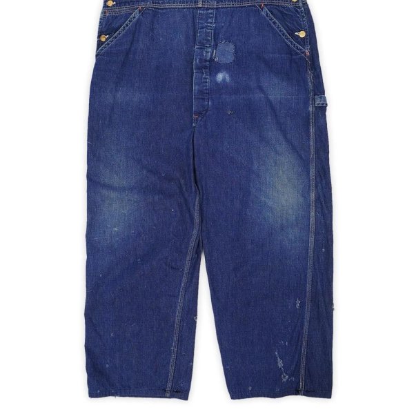 画像2: 50's FLINT デニムオーバーオール "ローバックスタイル / W44 L28相当" (2)