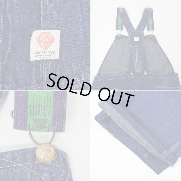 画像4: 50's FLINT デニムオーバーオール "ローバックスタイル / W44 L28相当" (4)