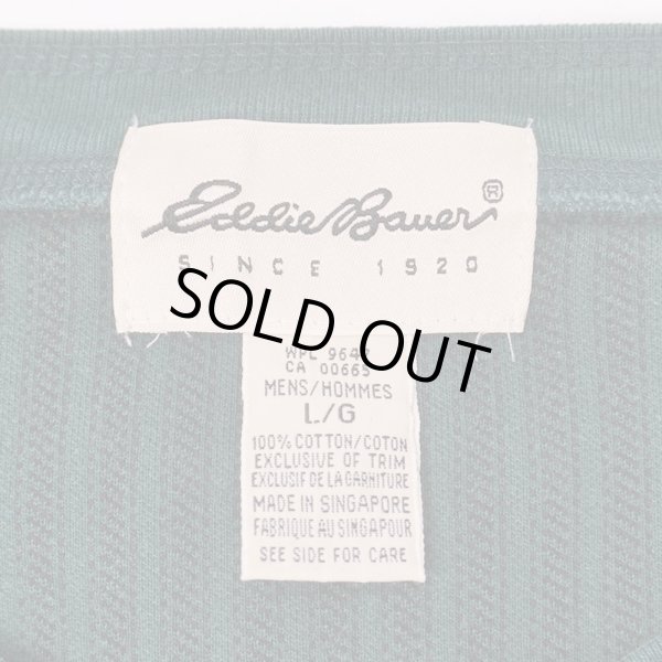 画像2: 90's Eddie Bauer ストライプ柄 ヘンリーネックカットソー "白タグ" (2)