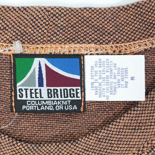 画像2: 【M】90's STEEL BRIDGE コットンピケ ポケットTシャツ "ORANGE / MADE IN USA / DEADSTOCK" (2)