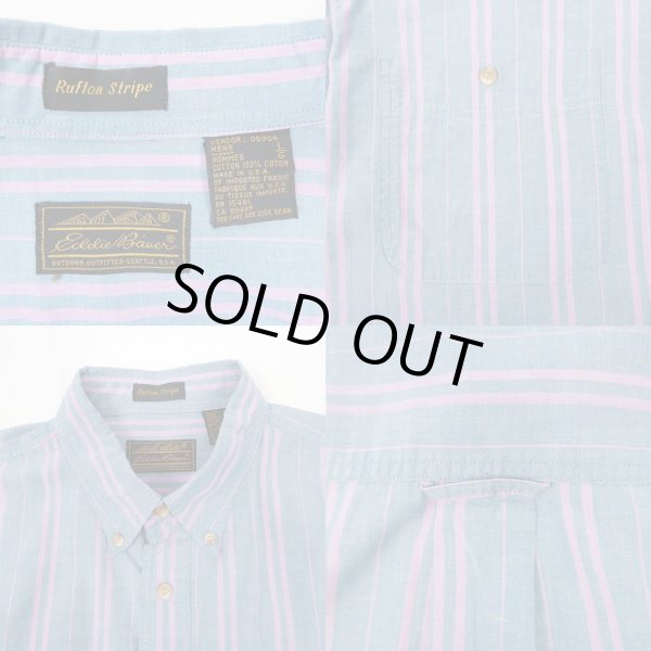 画像3: 80's Eddie Bauer S/S マルチストライプ柄 ボタンダウンシャツ "黒タグ / MADE IN USA" (3)