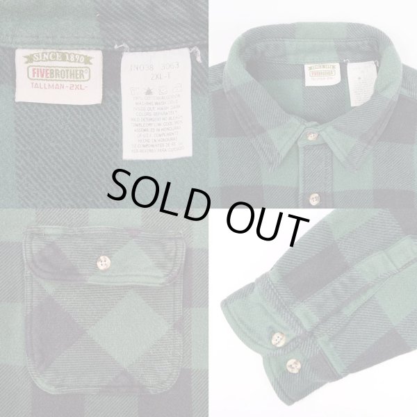 画像3: 90's FIVE BROTHER ヘビーネルシャツ "2XL-TALL" (3)