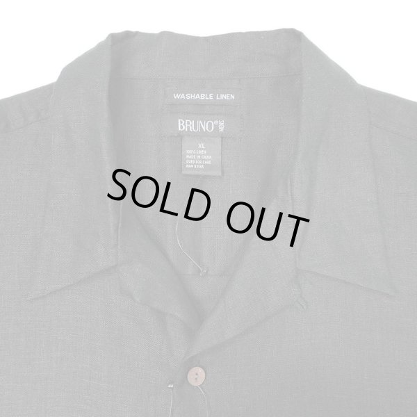 画像4: 00's BRUNO S/S オープンカラー リネンシャツ "BLACK / DEADSTOCK" (4)