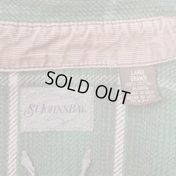 画像2: Late 90's ST. JOHN'S BAY ヘビーネルシャツ "Green Ombre Plaid" (2)