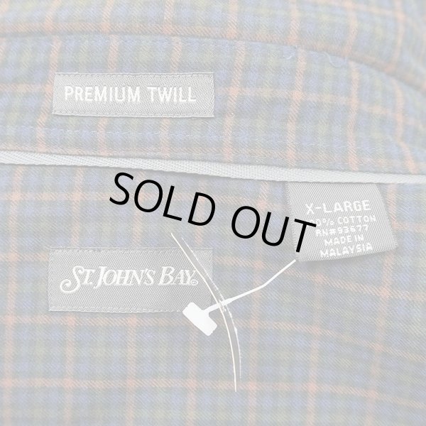 画像2: 00's ST JOHN'S BAY フランネル ボタンダウンシャツ "Navy Plaid / DEADSTOCK" (2)