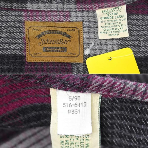 画像2: 90's ST JOHN'S BAY ヘビーネルシャツ “Purple × Black Plaid” (2)