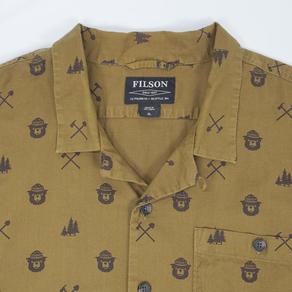 画像3: 00's FILSON × SMOKEY BEAR S/S 総柄 オープンカラーシャツ (3)