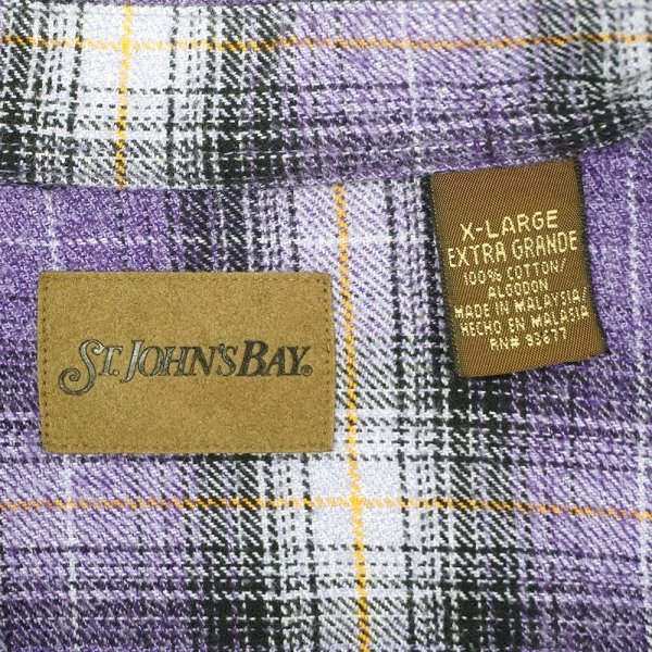 画像2: 90-00's ST JOHN'S BAY フランネルボタンダウンシャツ "Purple Ombre Plaid" (2)