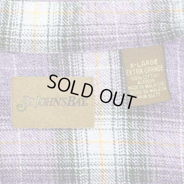 画像2: 90-00's ST JOHN'S BAY フランネルボタンダウンシャツ "Purple Ombre Plaid" (2)