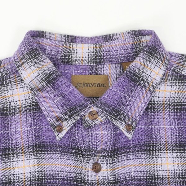 画像3: 90-00's ST JOHN'S BAY フランネルボタンダウンシャツ "Purple Ombre Plaid" (3)