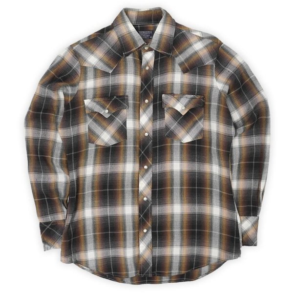 画像1: 80's JC Penney レーヨンウエスタンシャツ "Brown Ombre Plaid" (1)