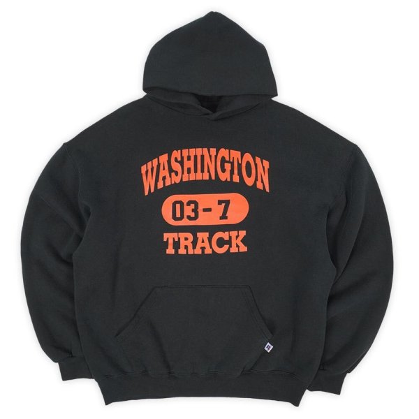 画像1: Late 90's RUSSELL  カレッジプリント スウェットパーカー "BLACK" (1)