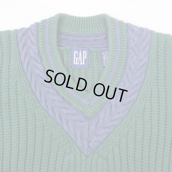 画像3: 90's OLD GAP コットン チルデンニット (3)