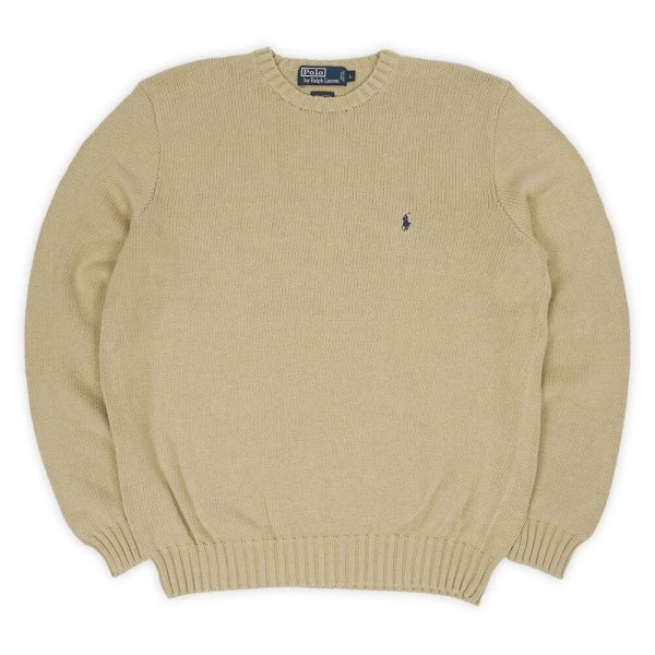 画像1: 90's Polo Ralph Lauren コットンニット "BEIGE" (1)