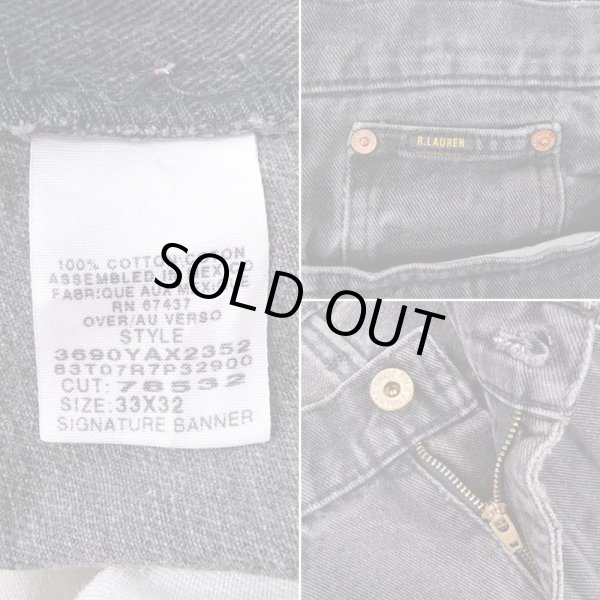 画像4: 90's POLO JEANS ブラックデニムパンツ "W33 L32" (4)