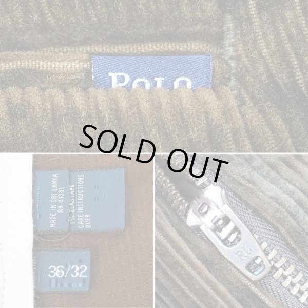 画像4: 00's Polo Ralph Lauren ノータック 太畝コーデュロイトラウザー "CLASSIC FIT / BROWN" (4)