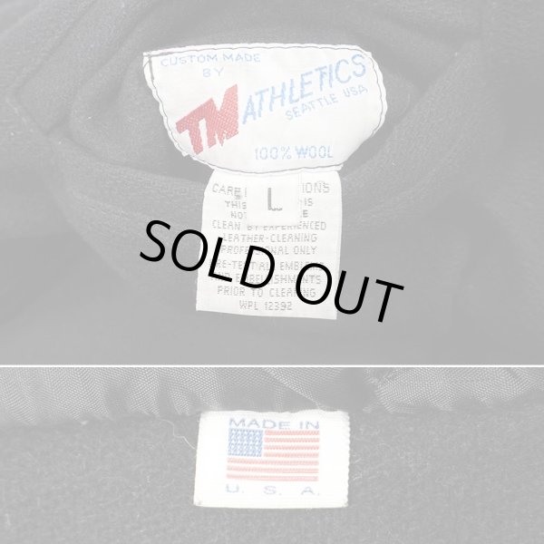 画像2: 80-90's TM ATHLETICS ウールスタジャン "ALL BLACK / MADE IN USA" (2)