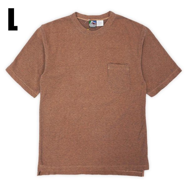 画像1: 【L】90's STEEL BRIDGE コットンピケ ポケットTシャツ "ORANGE / MADE IN USA / DEADSTOCK" (1)