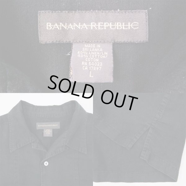 画像3: 90-00's Banana Republic S/S オープンカラー リネンシャツ "BLACK" (3)