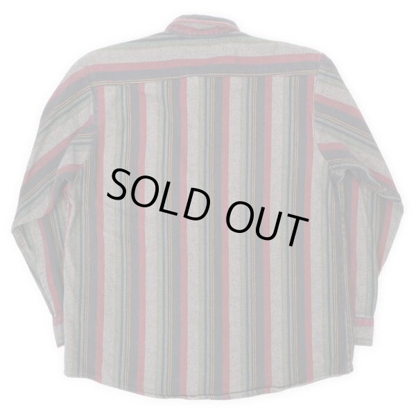 画像2: 90's FIVE BROTHER マルチストライプ柄 ヘビーネルシャツ "MADE IN USA" (2)