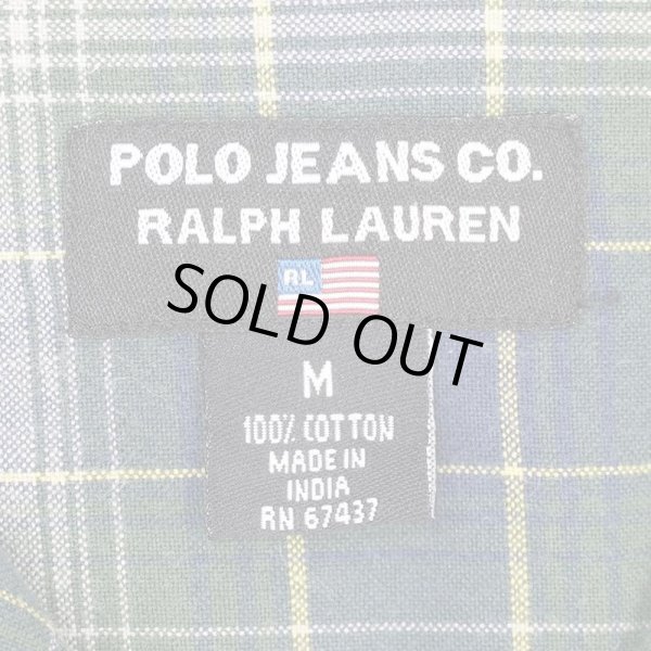 画像2: 90's POLO JEANS S/S オンブレチェック柄 オープンカラーシャツ (2)