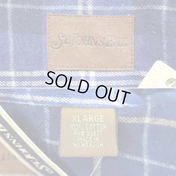 画像2: 90's ST JOHN'S BAY フランネル ボタンダウンシャツ "Blue Plaid / DEADSTOCK" (2)