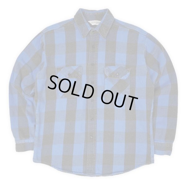 画像1: 80's Field & Stream ブロックチェック柄 ヘビーネルシャツ "BLUE×BLACK / MADE IN USA / FIVE BROTHER OEM" (1)